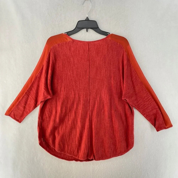Moth Blouse Women's Sz L Red Pullover Stretch Long Sleeve Round Neck Pullover - Picture 2 of 11